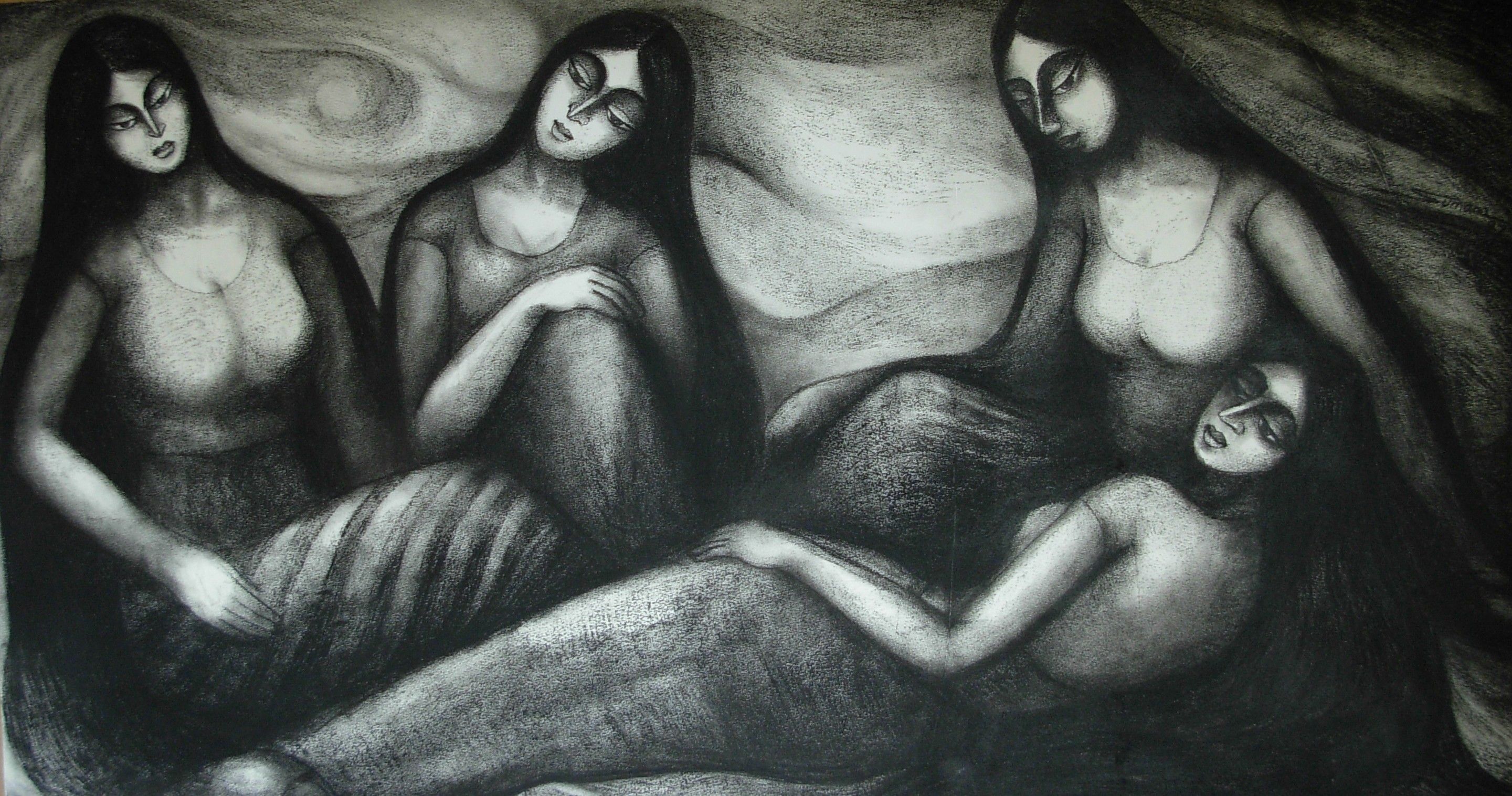 Sumana Dey - Black & White Paintings