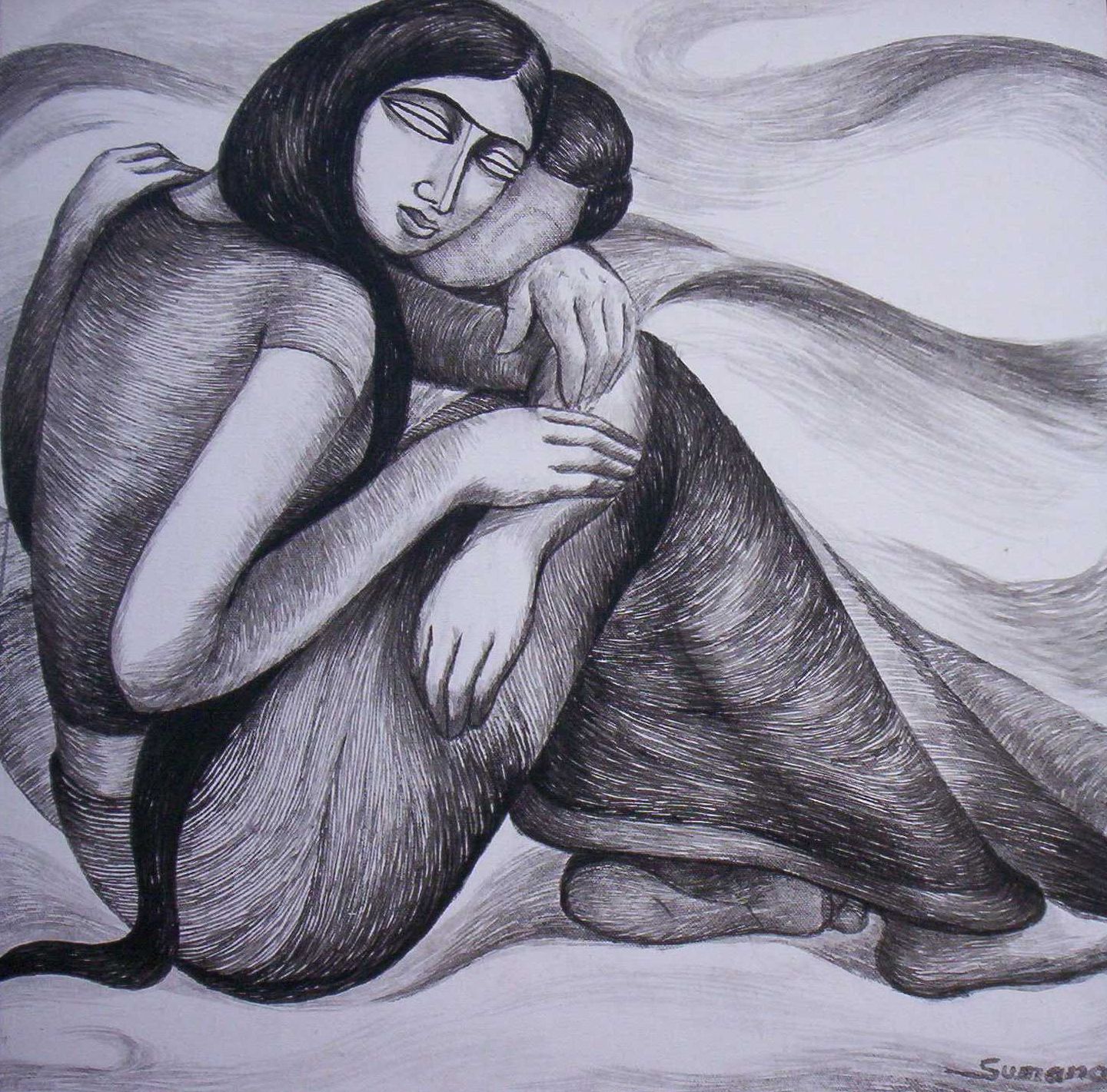 Sumana Dey - Black & White Paintings