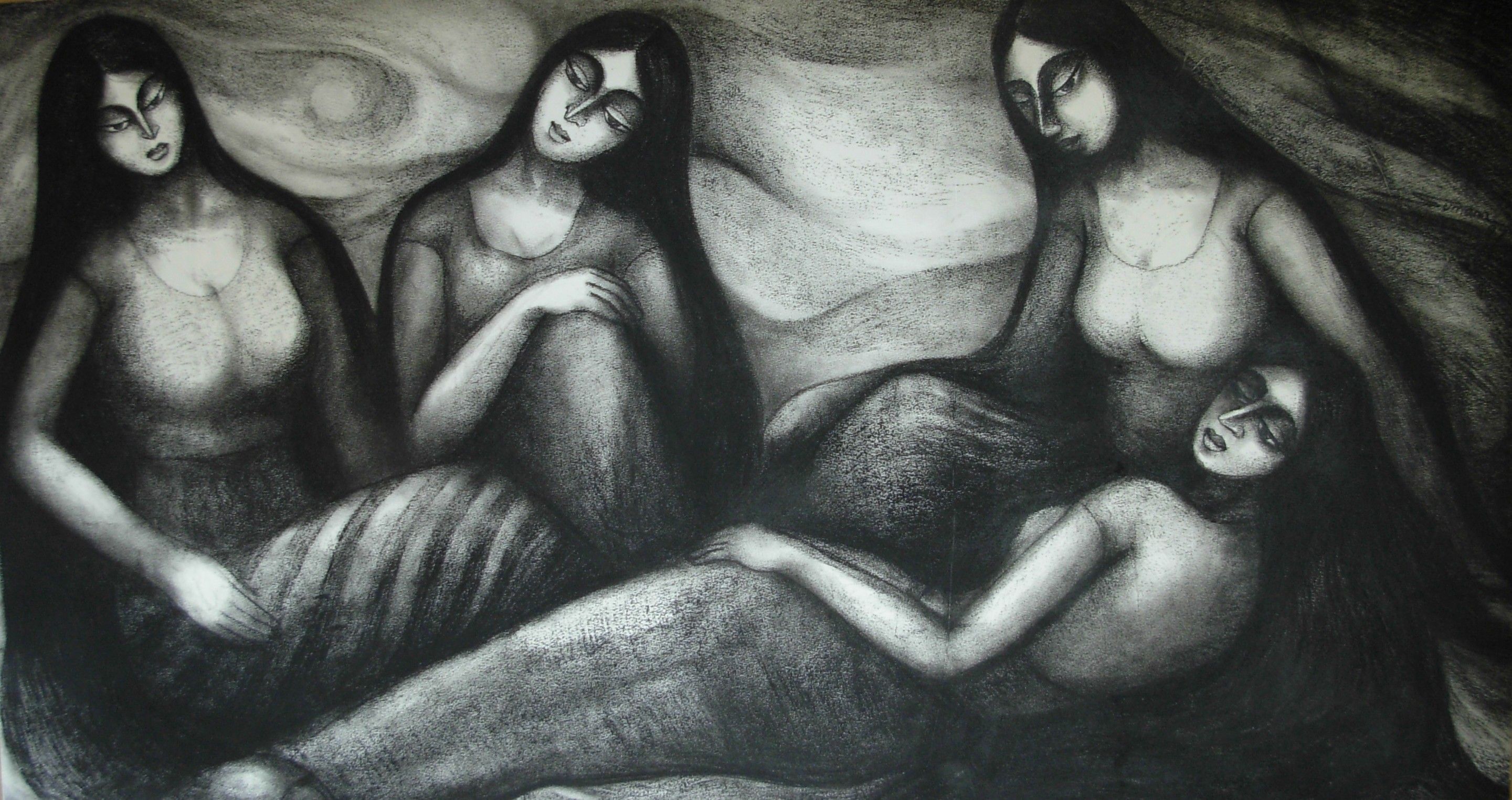 Sumana Dey - Black & White Paintings